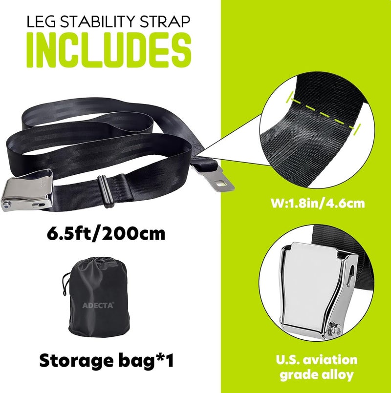 ADECTA Nordic Hamstring Curl Strap, 6.5FT Gym Seatbelt and Exercise Straps for Hamstring Stretch Strap & Mobilization Belt,Home Gym Women Men, Lifting Seatbelt Gym, Black - Image 2